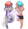 YCH - Misty and Fuzzy with their Summer Beach ball