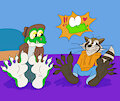 Footplaying with Rocket Raccoon