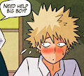 Katsuki has trouble putting on his pants.