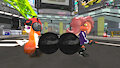 Meggy and Desti butt bumping each other by 0640carlos