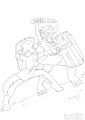 Young Caesin (Aka Walnut) and Young Sunny; Line Art