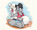 A Girl and Her Wolf by Simonov