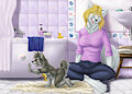Bath time with mom