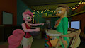 pie feeding the apple