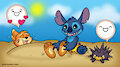 Stitch Tickles Duncan Buried in the Sand