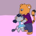 Brian the Tiger hugging his lil sister