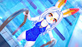 Amber (scorbunny) in a blue swimsuit by Fusionxglave