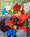 Kayla cuddling Bowser by KaylaArix