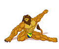 Anthro Muscled Lion - stretching? by YourInnerBeast