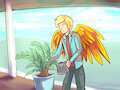 X watering some plants outside his home by Zrcalo