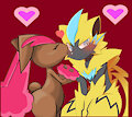 Lopunny Kiss Zeraora on the Cheek❤️ by RayFox804