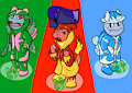 Rainy Kanto Starters by Furodetan