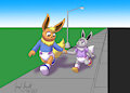 Stella and Sandy Walking -By CoffeehoundJoe-