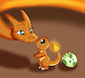 Mother Charizard and Her Baby Charmander
