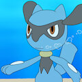Waterlogged Riolu underwater