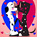 Commission: Demon x Dolly kissing by Xcharemain
