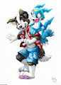 Roni and Veemon by pandapaco