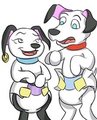 Lucky and Two-Tone in diapers