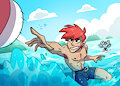 Pokemon AU Ziegel and Machamp at the beach dx by FriskeyFurley