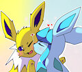 Glaceon、Jolteon by hebirin