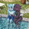 Poolside cuddles by horserov