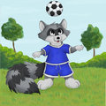 Cub Rabid Playing Footy by RabidRaccoon