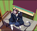 Deep kiss in the dorm (commission)