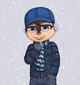 Munk in Winter Snowfall