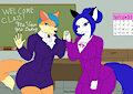 Art Trade - Teacher Destiny and Ms. Vixie by kingduskstripe