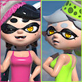 [3D] Squid Sisters at the beach