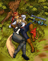 Whisper and Klaue, resting under tree