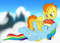 Wing Practice: Rainbow Dash preening Spitfire by WentTheFox