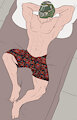 *P*_Monthly reward but I got to draw anything again so relaxed Doomguy in cacodemon shorts :Y by Fuf