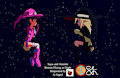 Annette and Saya Fly Brooms in the Night by IzumiCulture