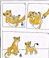 Simba getting his diaper changed while being babysat by Sarafina