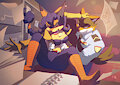 Going through files with Carmelita and Benjamin by ReddishFox