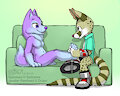 Javi rubs Spitzie's paws
