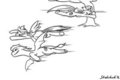 Fireblaze and Rainbow Dash having a Friendy Rival Race. While Twilight Haning on her dear life