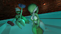 Gardevoir and roserade at the pool by Thenotsoanon