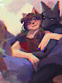 0829_wolf holding cat tight by LunaLeLoup