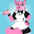 Pink wolf maid by EmberCat