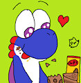 The Blue Yoshi likes to eat