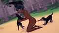 Playing with the wolf pups