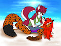 Redwolf and Kira in Swimsuits by KiraKathell