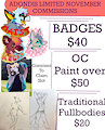 NOVEMBER COMMISSIONS OPEN