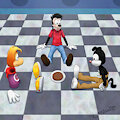 3 cartoony chars; 1 biscuit | Comm (SFW ver) by JMLuxro