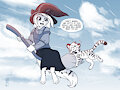 Cats on a broom by HeresyArt