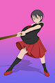Chihiro pulling the rope