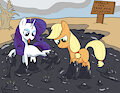 Applejack and Rarity tarpit dip
