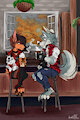 COMMISSION: At the coffee shop by Mimy92Sonadow